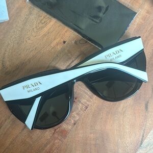 Prada PR 19ZS Black White Sunglasses AUTHENTIC